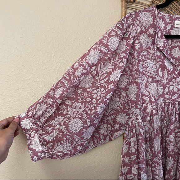 Daughters Of India Kyra Mini Dress Musk Cottagecore Boho Peasant Women's Sz M B9 - Picture 7 of 13